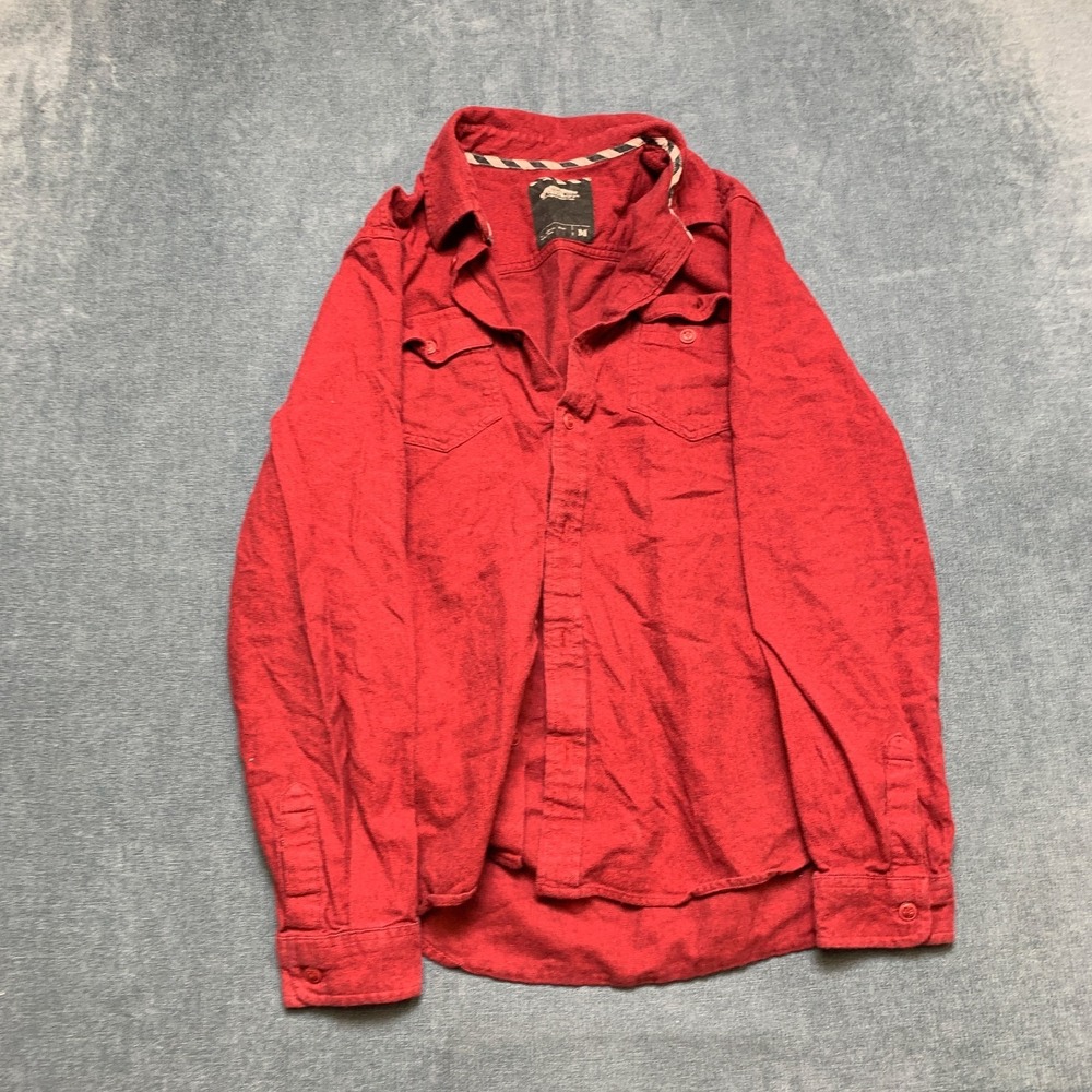 Vans Off The Wall Shirt Mens Medium Red Button Up Long Sleeve Classic Skatewear